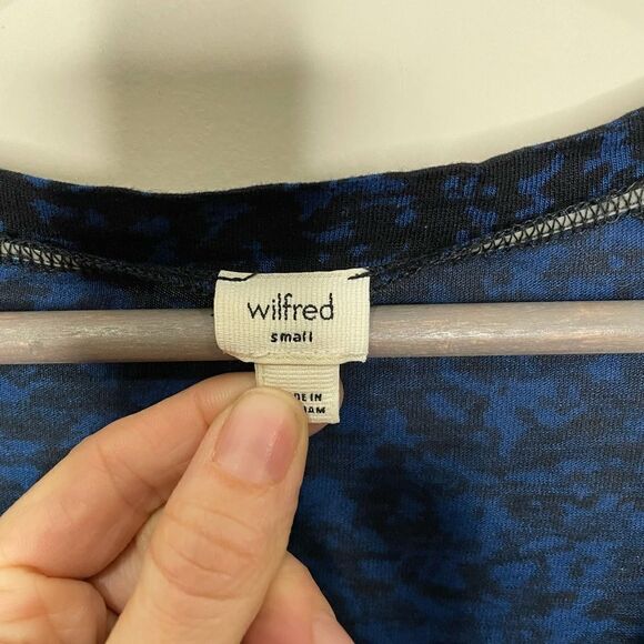 Aritzia Wilfred Blue & Black High Low Side Slit Long Sleeve Top - Picture 3 of 4